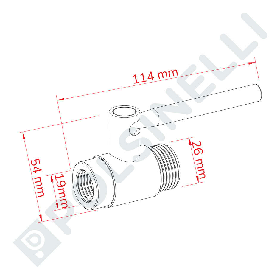 DN15 1/2" F x 3/4" M stainless steel ball valve