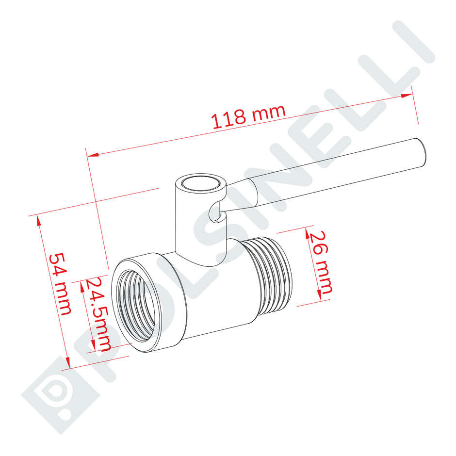 DN15 3/4" F x 3/4" M stainless steel ball valve