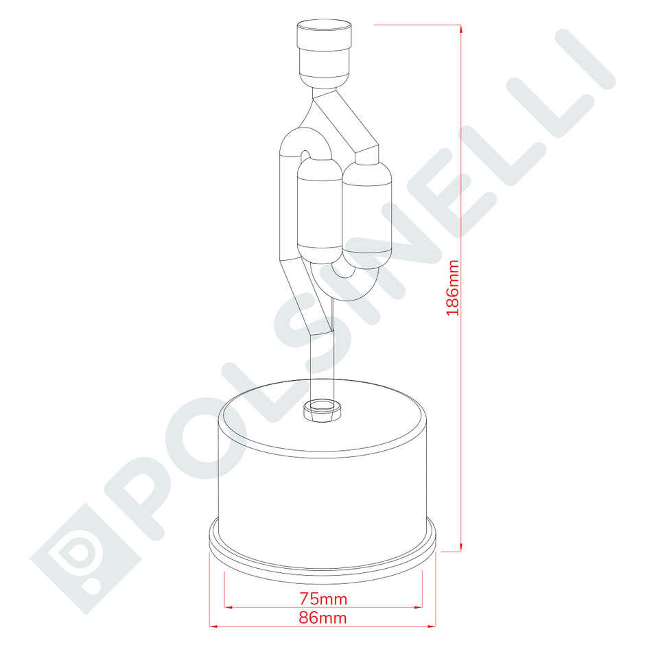 Double bubble air lock with Rubber cap (∅ 75 mm) 