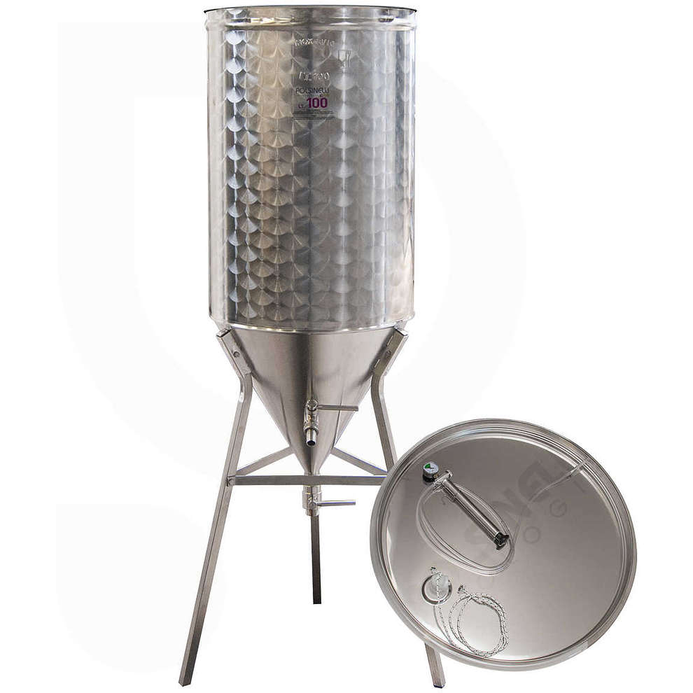 Edelstahl Gärfass für Wein konischen Boden 60° 100 L mit Luft-Schwimmdeckel