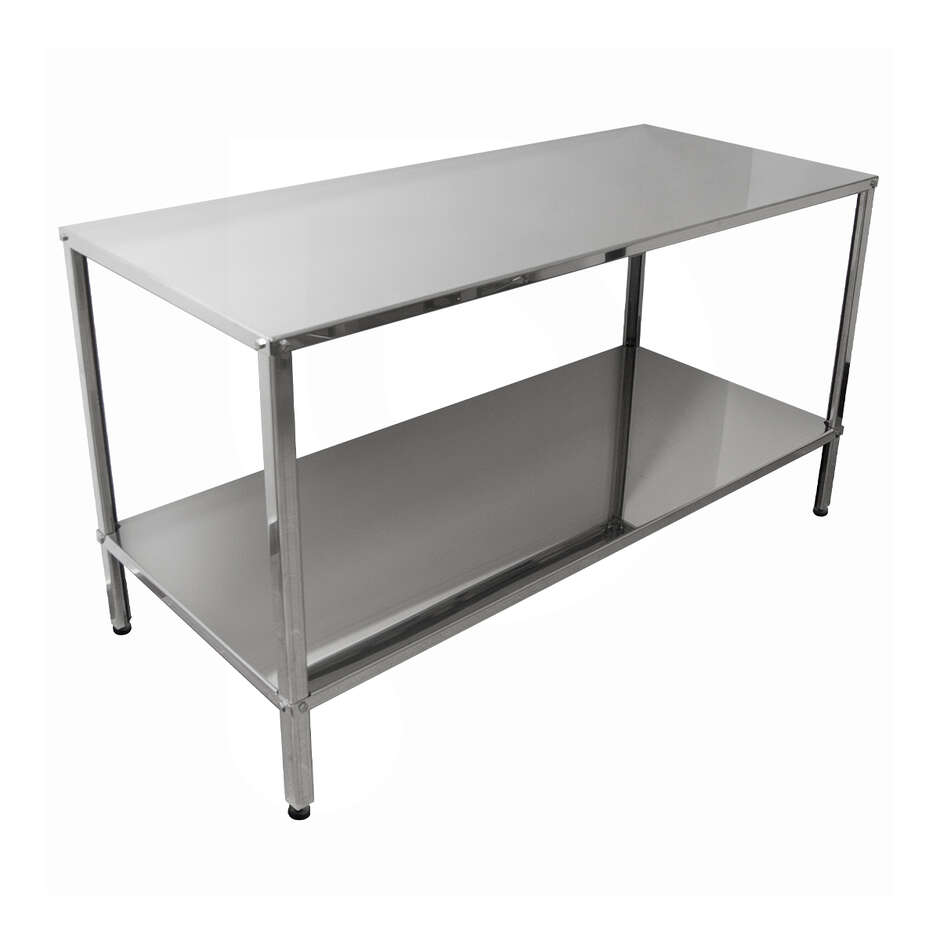 Edelstahl Tisch mit Regal 1200 x 700 mm