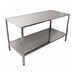 Edelstahl Tisch mit Regal 2000 x 700 mm