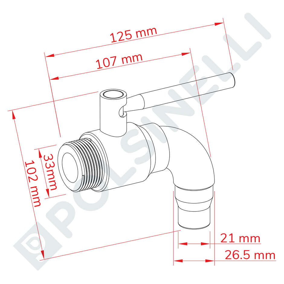Edelstahlhahn Wein 1"