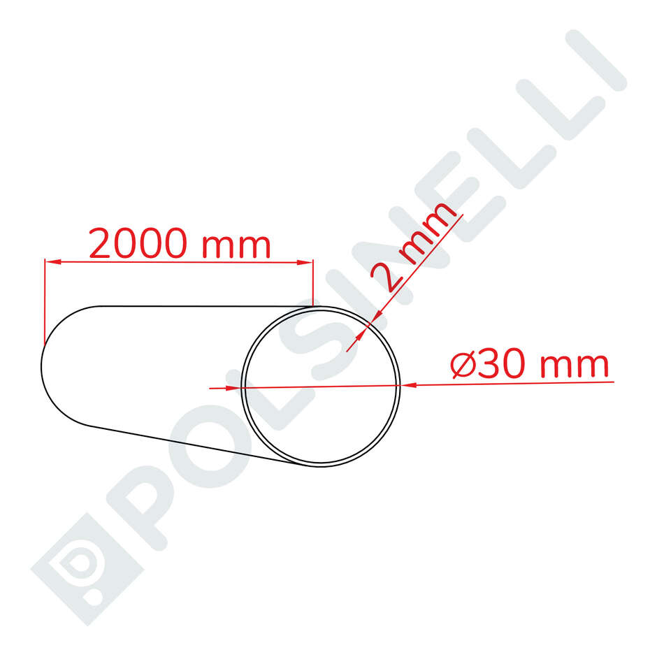 Edelstahlrohr AISI 304 30x2 mm - Länge 1 Meter