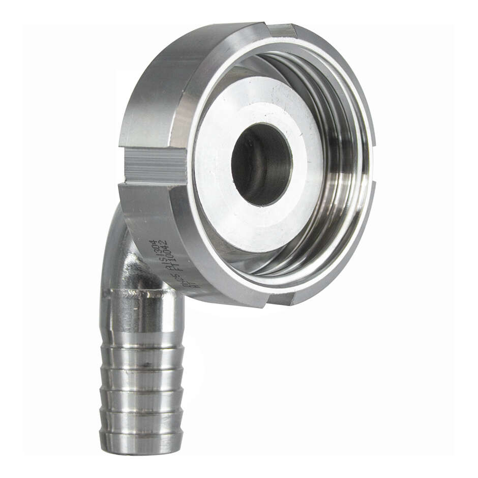 Conector de manguera curva DIN 32 M con torsión para manguera ⌀ 25