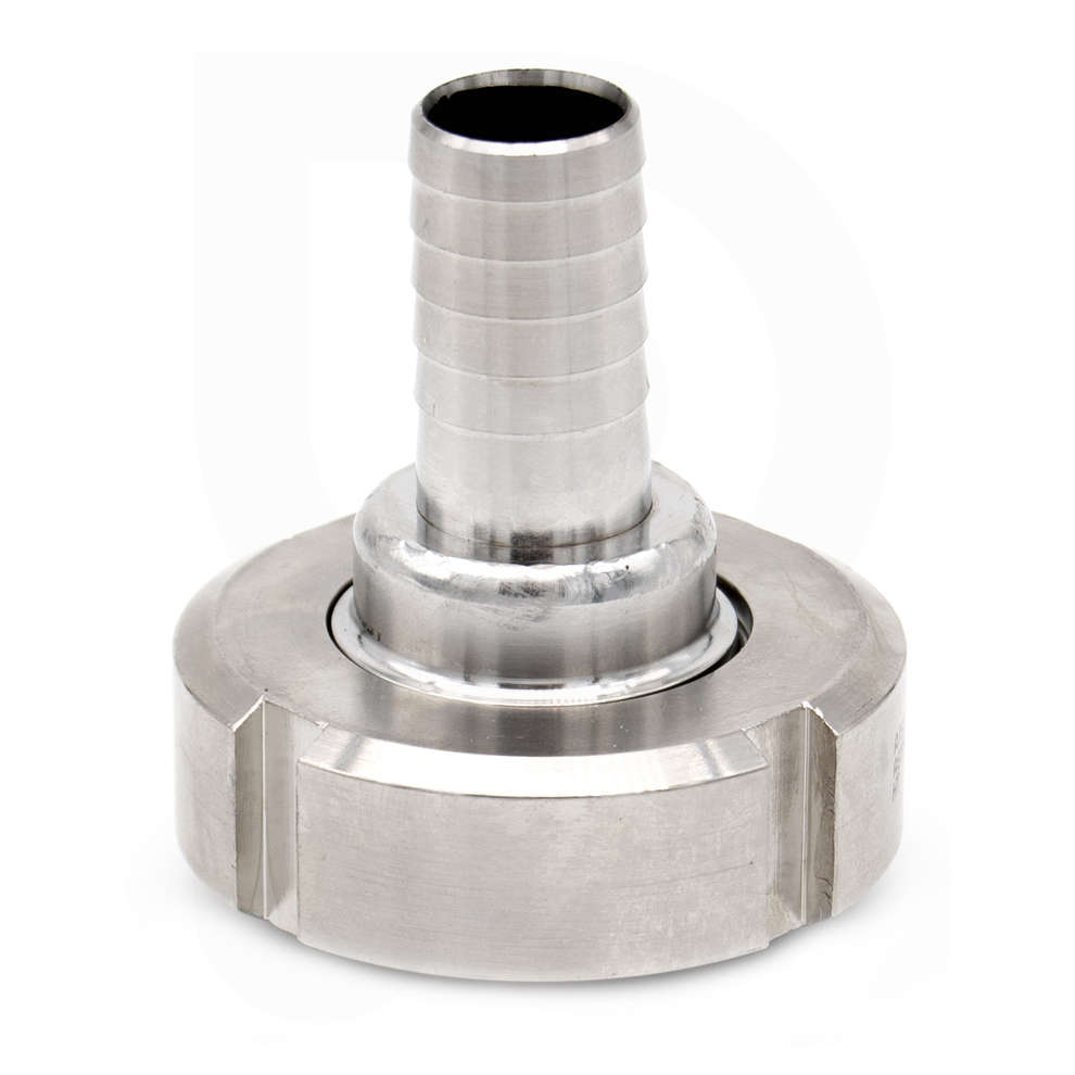 Embout cannelé inox DIN 25 M avec écrou pivotant pour tuyau ⌀20