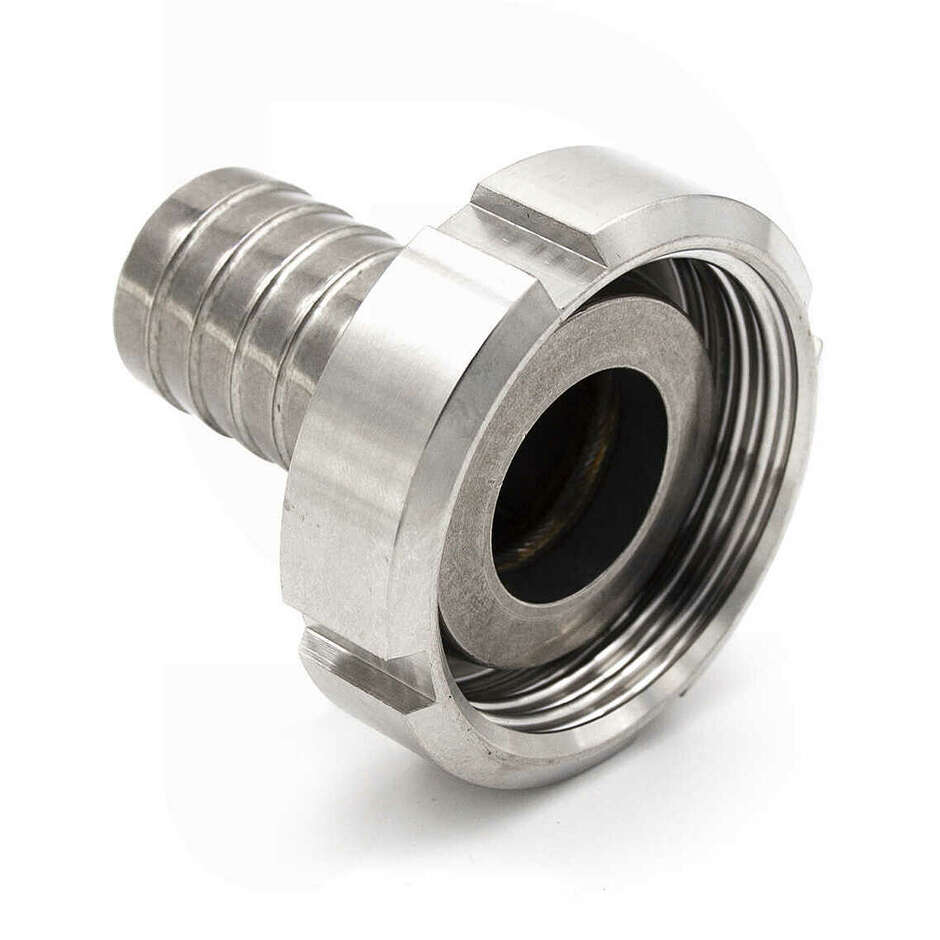 Embout cannelé inox DIN 32 M avec écrou pivotant pour tuyau ⌀25