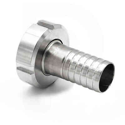 Embout cannelé inox DIN 50 M avec écrou pivotant pour tuyau ⌀30