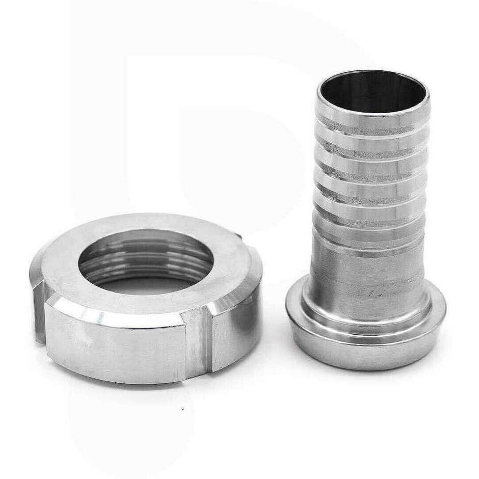 Embout cannelé inox DIN 50 M avec écrou pivotant pour tuyau ⌀30