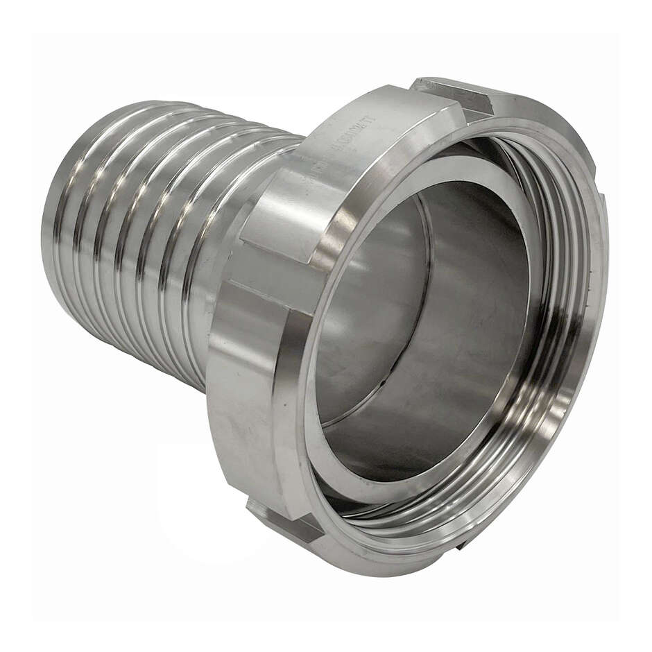 Embout cannelé inox DIN 80 M avec écrou pivotant pour tuyau ⌀80