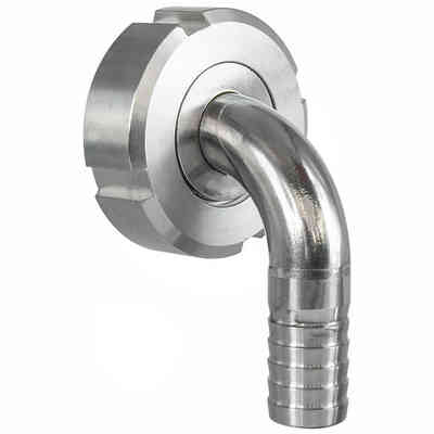 Embout cannelé courbé inox DIN 32 M avec écrou pivotant pour tuyau ⌀ 20