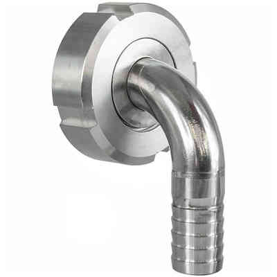 Embout cannelé courbé Inox DIN 32 M avec écrou pivotant pour tuyau ⌀30