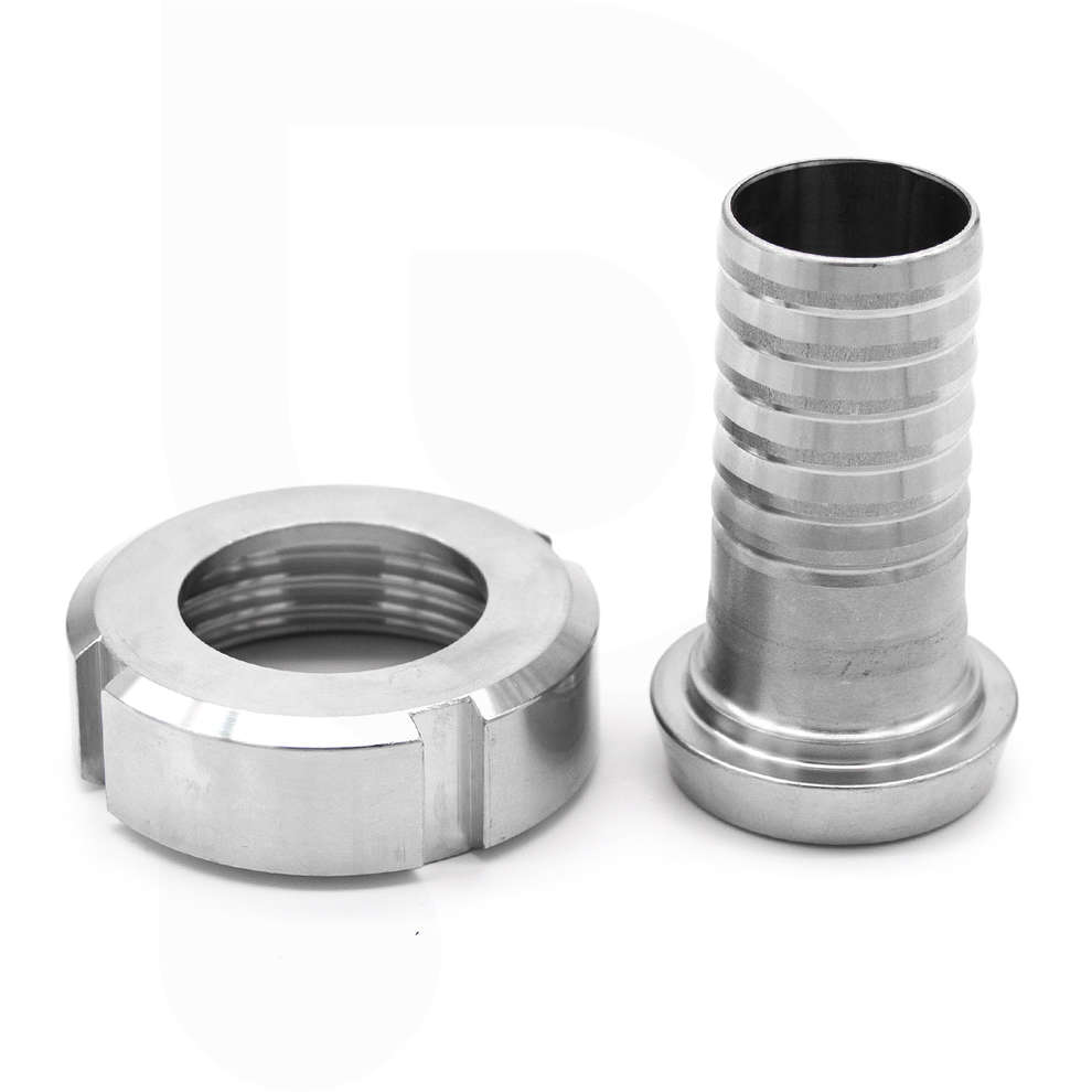 Embout cannelé inox DIN 25 M avec écrou pivotant pour tuyau ⌀30