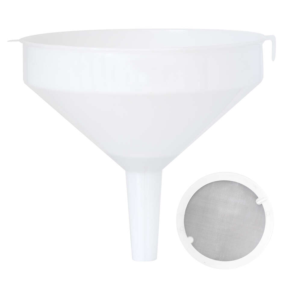 Embudo de plástico blanco Ø 40 con filtro