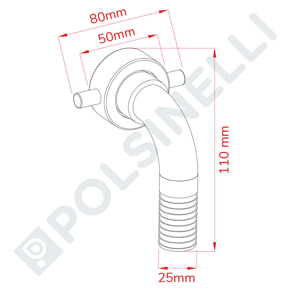 Espiga curva en acero inox ENO 30 (rosca italiana) PG 25