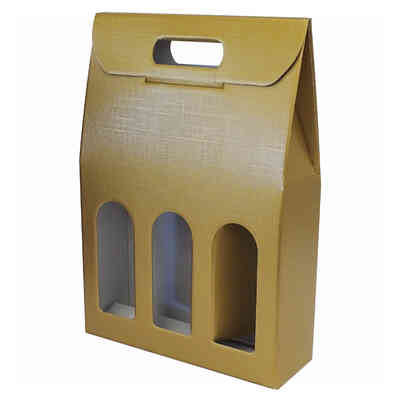 Estuche dorado para 3 botellas (30 unid.)