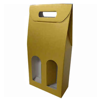 Estuche oro para 2 botellas efecto fibra (30 unid.)