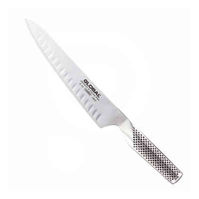 Faca de trinchar Global G82 em aço inoxidável com padrão favo de mel - 21 cm