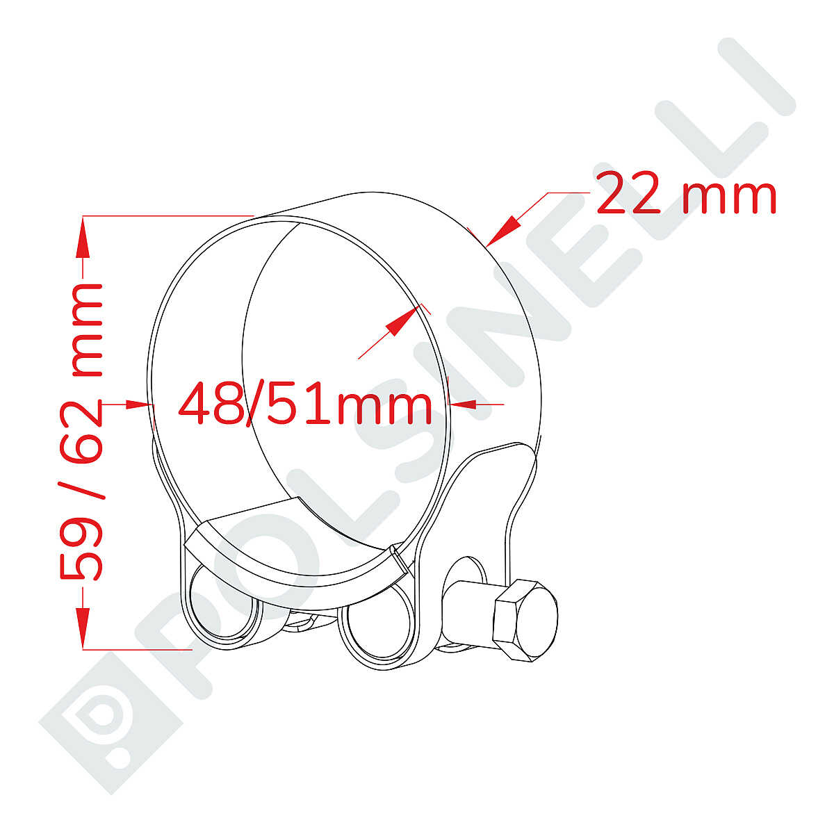 Fascetta Stringitubo In Acciaio Inox Aisi 430 Mm.9,8 - ø Mm.32/50 50 Pezzi Quality - Foto 3