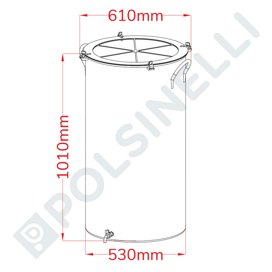 Fermentador inox para Kombucha 200 L con manillas
