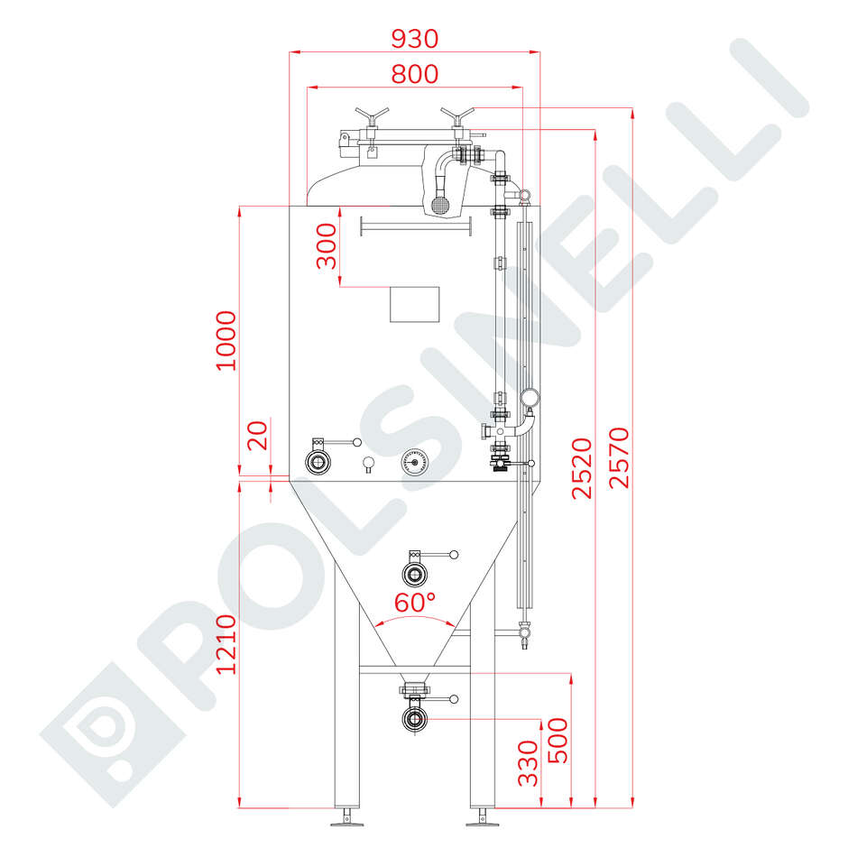 Fermentador isobárico refrigerado 650 L