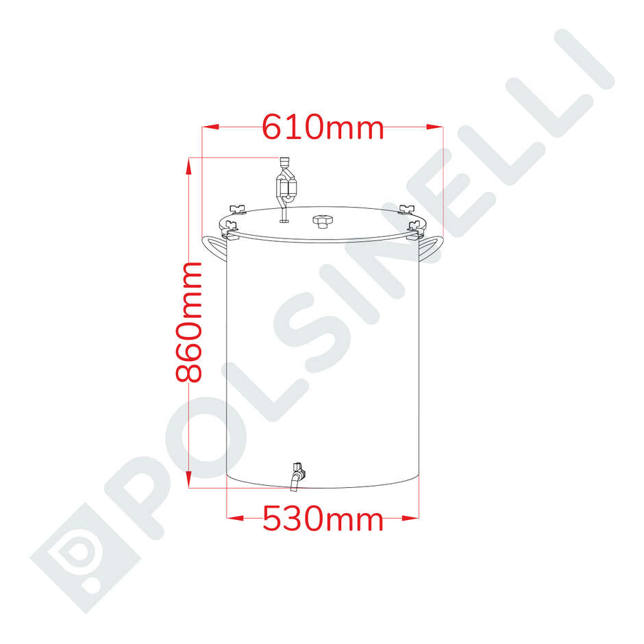 Fermentatore per birra Inox 150 L con maniglie