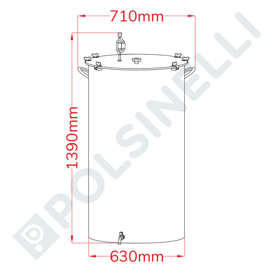 Fermentatore per birra inox 300 L con maniglie