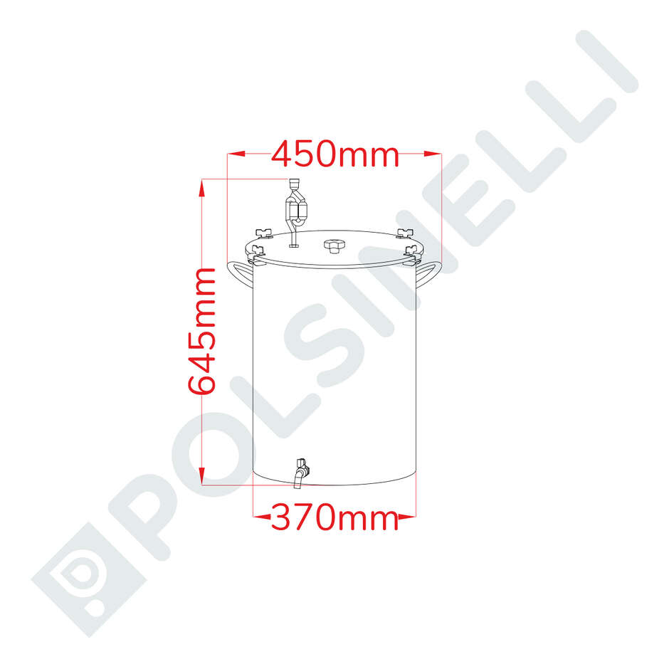 Fermentatore per birra inox 50 L con maniglie