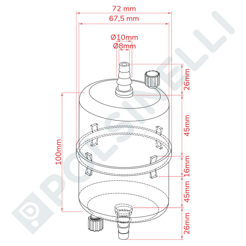 Filtro separatore aria-liquido con portagomma per Enolmaster