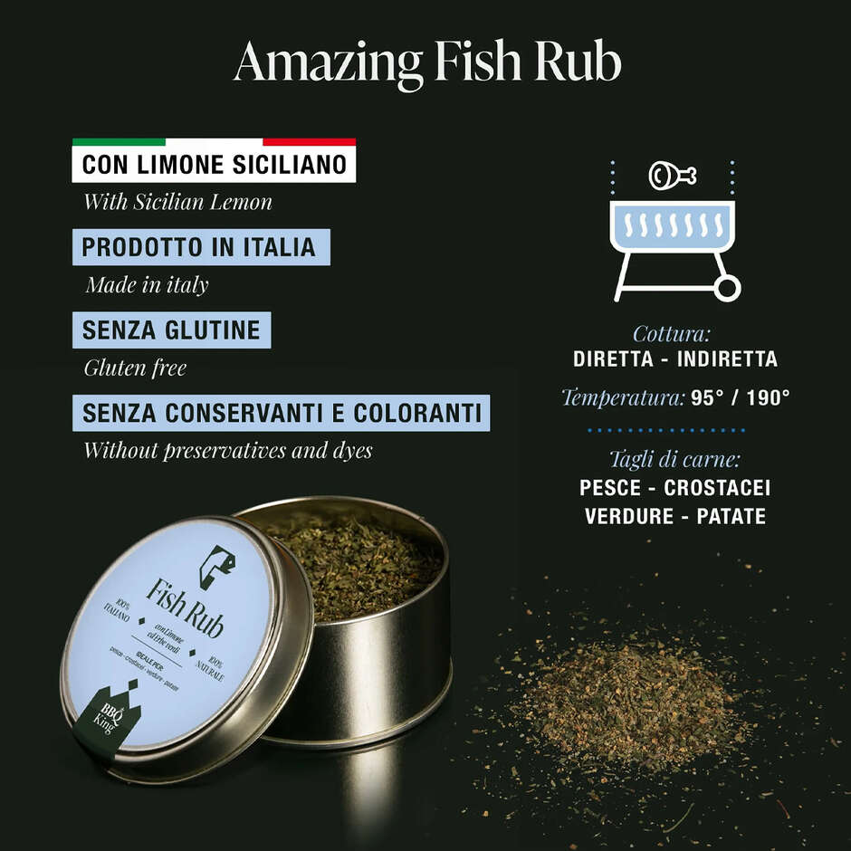 Fish Rub (70 g) – Sicilian Organic Lemon, Thyme, and Sage for BBQ