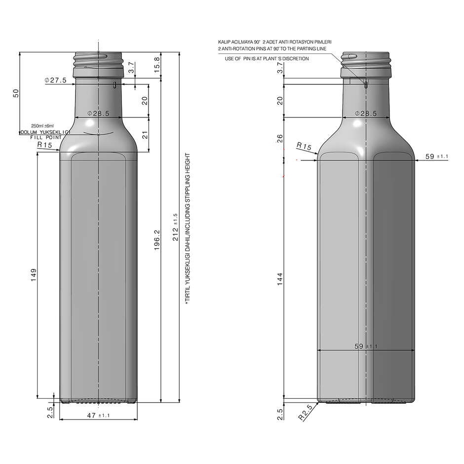 Bottiglia Marasca 250 ml Uvag (2520 pezzi)