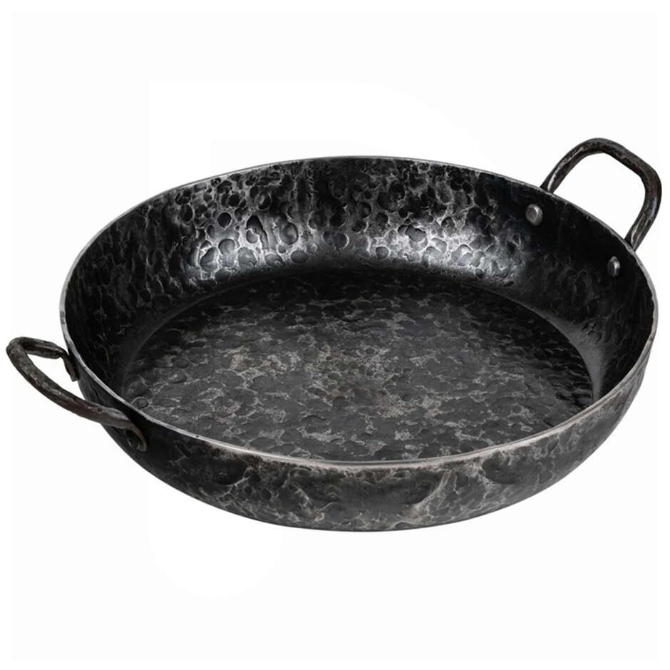 Forged Ø28 Pfanne mit Doppelgriff – Kohlenstoffstahl