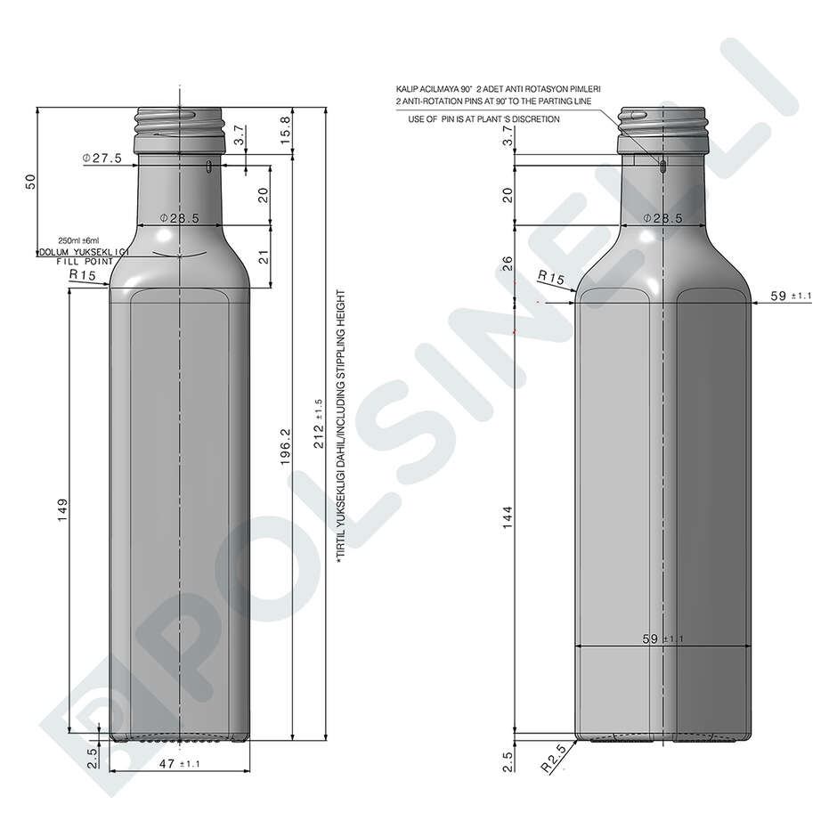 Garrafa Marasca 250 ml Uvag (2520 peças)