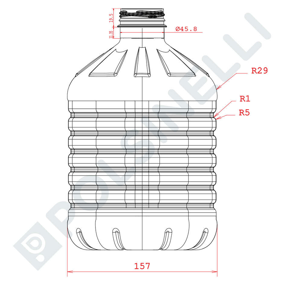 Garrafa PET 3 L cuello de tornillo Bericap 48V40 (64 piezas)