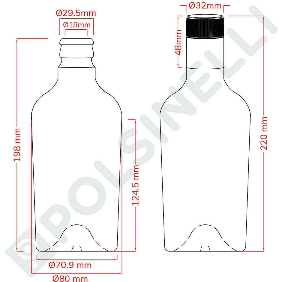 Garrafa Reginolio de 500 mL com tampa anti-reabastecimento Guala (15 unidades) 