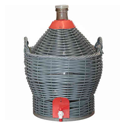 Garrafão de vidro de 20 litros com torneira e cesto