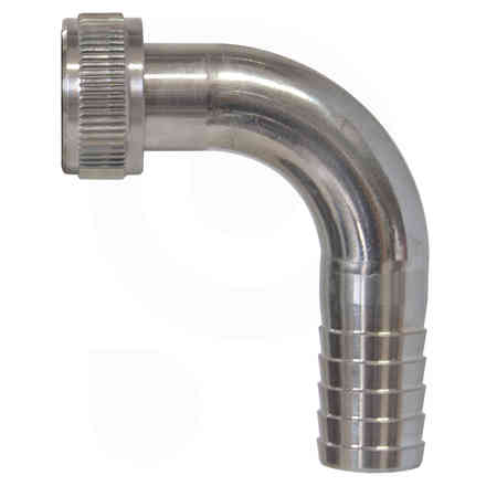 Gebogene Schlaucharmatur aus Edelstahl mit Drehgelenk 3/4"