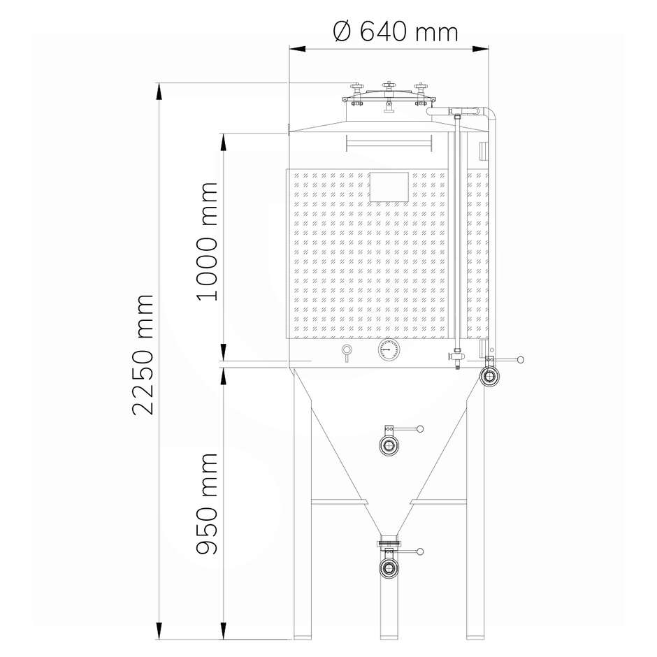 Gekühlter Fermenter konischen 60° Boden 400 L