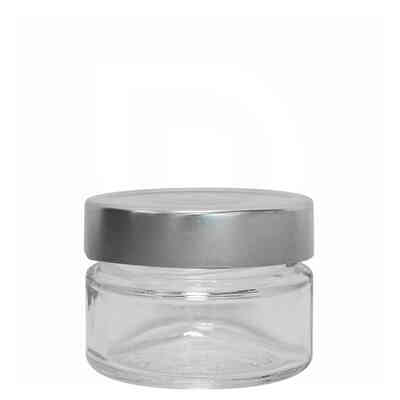 Glas ERGO 106 ml mit hohe Deckel flip silber (24 Stück)