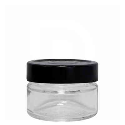 Glass jar ERGO 106 ml with high flip Cap black (24 pieces)