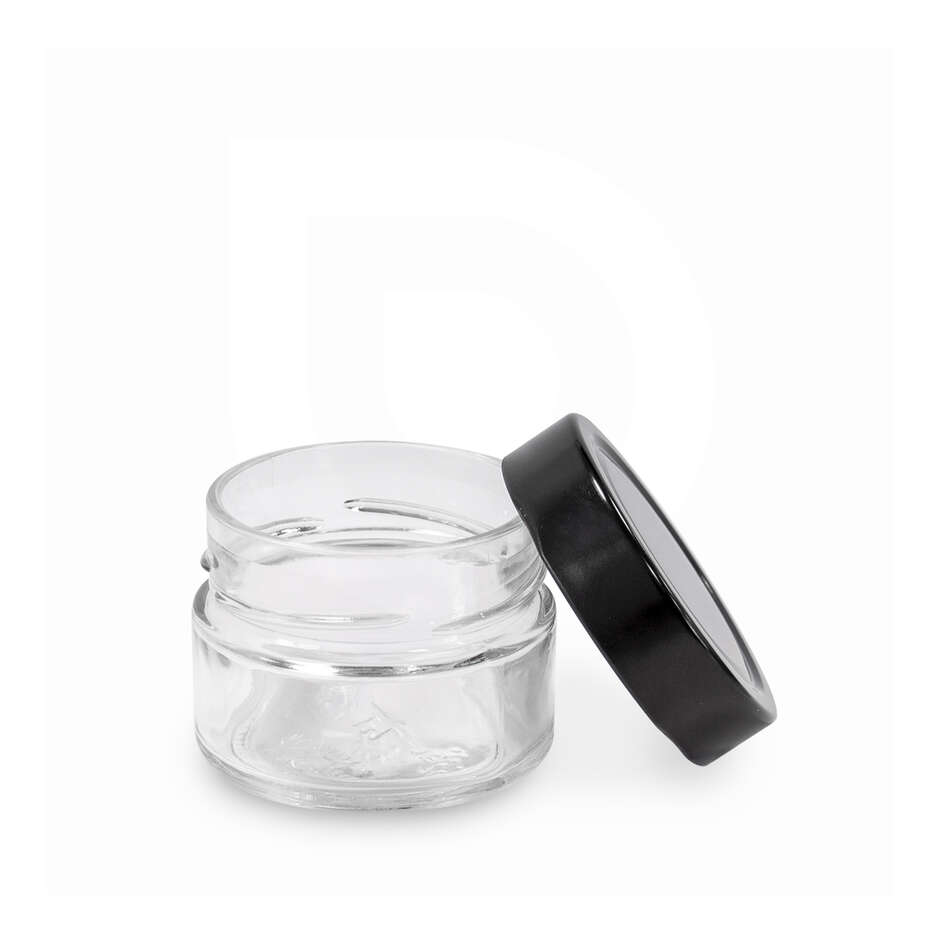 Glass jar ERGO 106 ml with high flip Cap black (24 pieces)