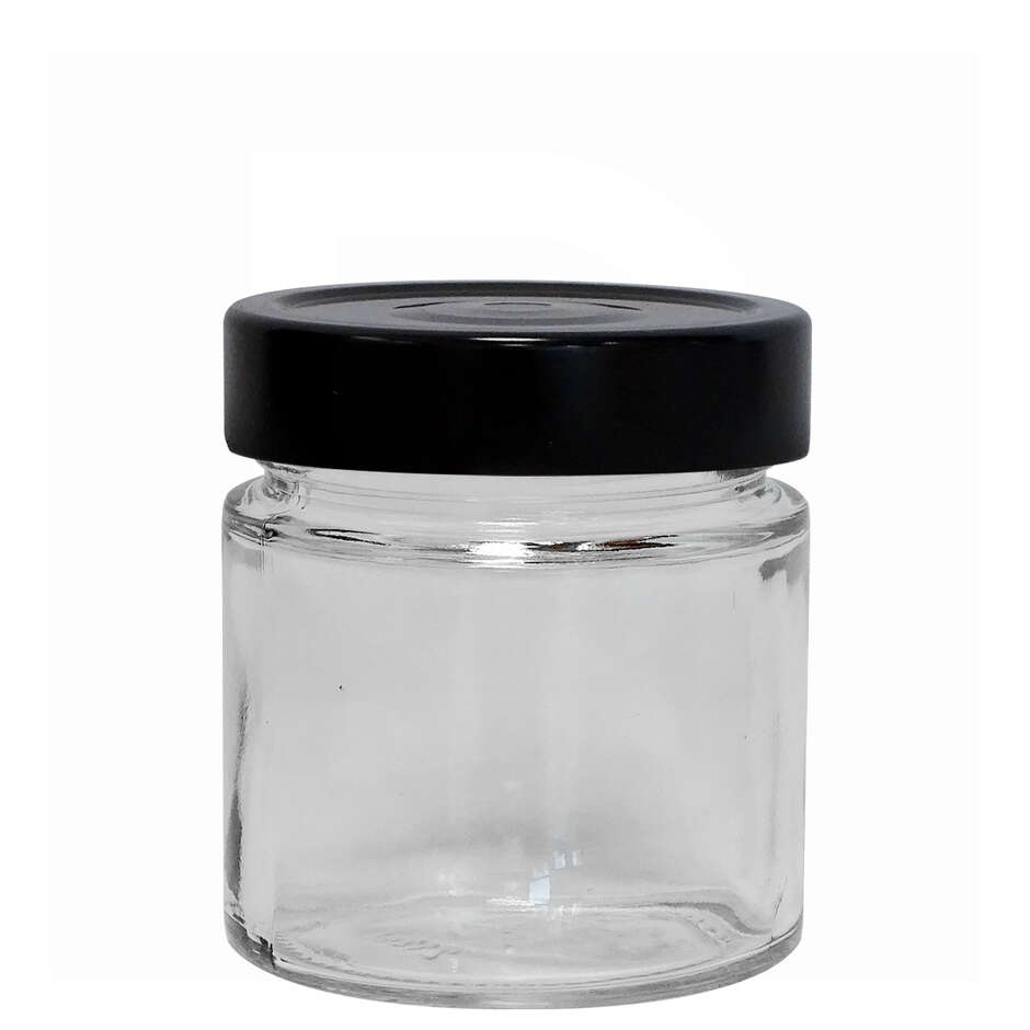 Glass jar ERGO 212 ml with high flip Cap black (24 pieces) Food ...