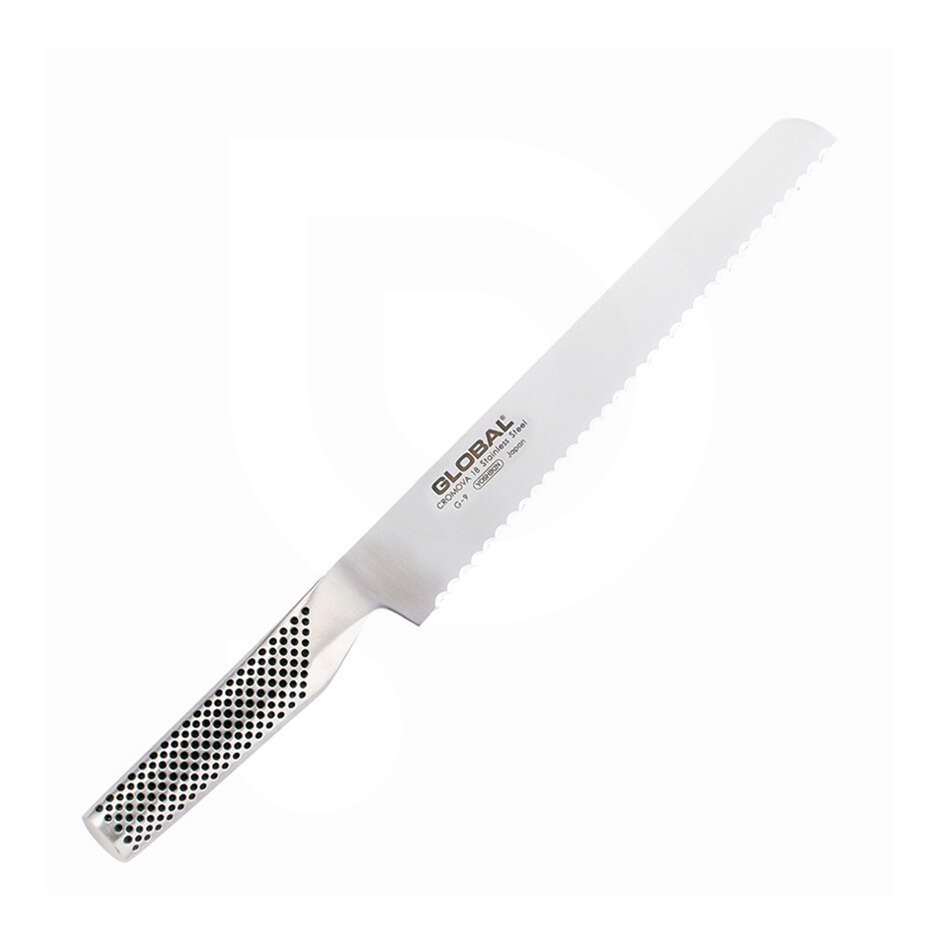 Global G-09R Right-Handed Stainless Steel Bread Knife - 22 cm
