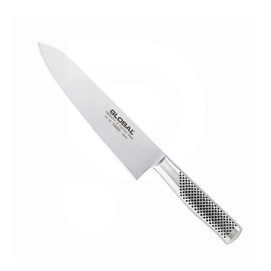 Global GF-33 Kochmesser aus Edelstahl mit beidseitigem Schliff - 21 cm
