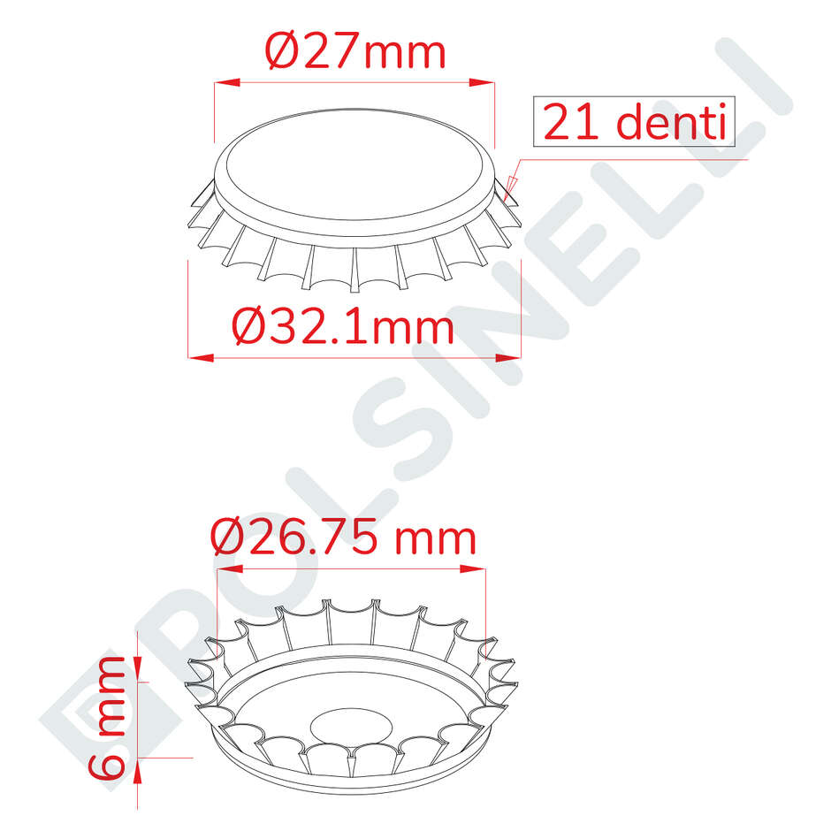 Golden crown cap ⌀26 (100 pcs)
