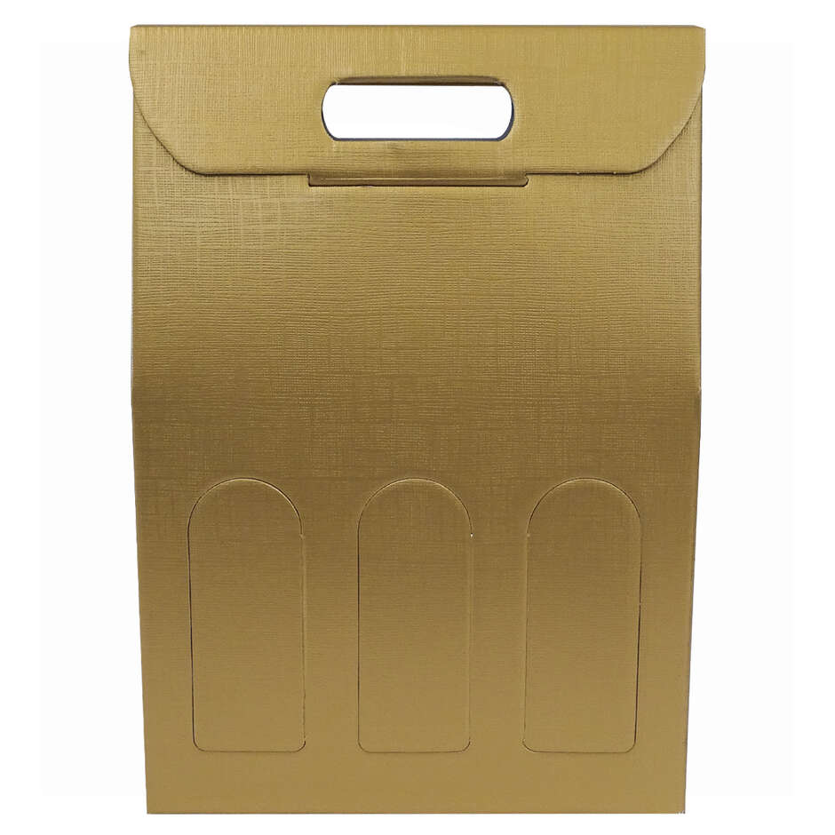 Golden wine carry box for 3 bottles (10 pieces)