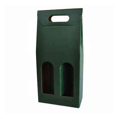 Green carry wine box for 2 bottles (10 pieces)