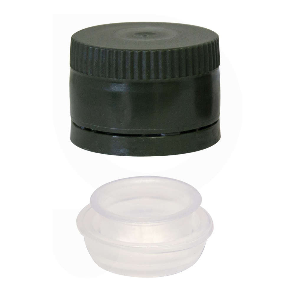 Green multidosing plastic screw cap with drip catcher ⌀31.5 (100 pcs)