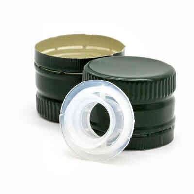 Green non-threaded screw cap with drip catcher ø 31,5 (100 Pcs)
