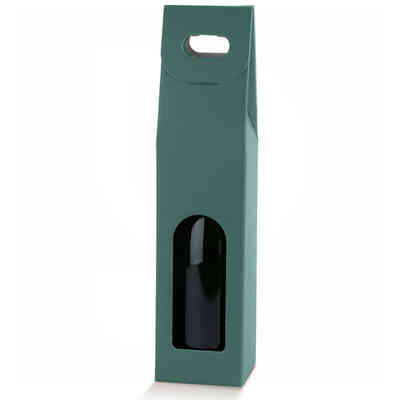 Green wine carry box for 1 bottle fiber effect (10 pieces)